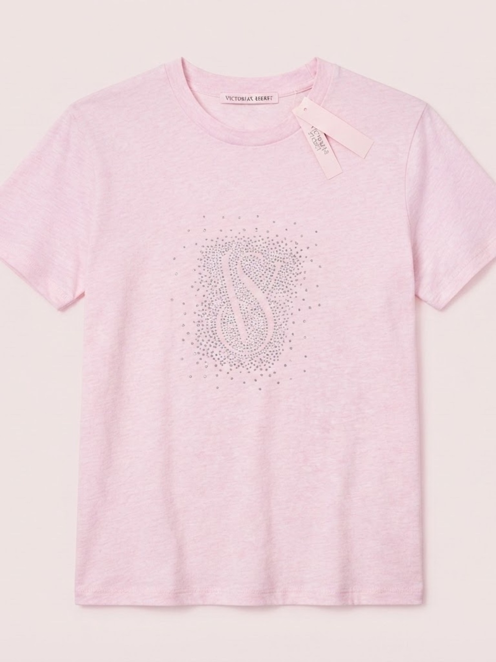 Victoria's Secret Pink Short Sleeve Tee with Crystal 'VS' Emblem